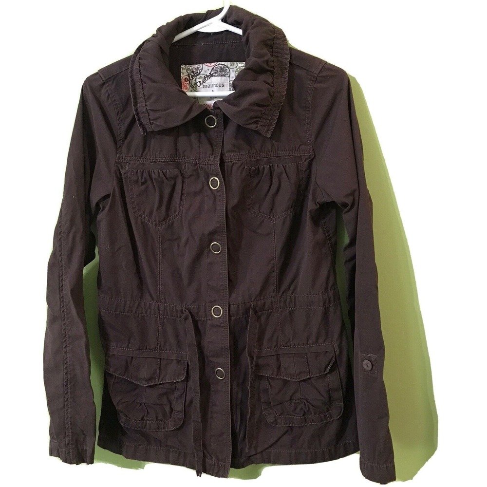 Maurice's Globe Trotters Womens Medium Brown‎ Snap Button Jacket Coat Pockets